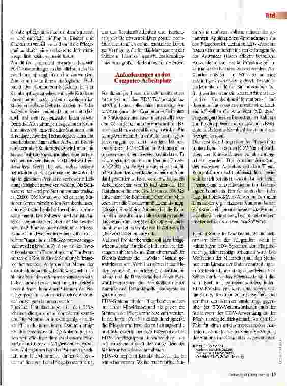 Vorschauseite 4: Computer in der Pflege Ein normales Arbeitsmittel