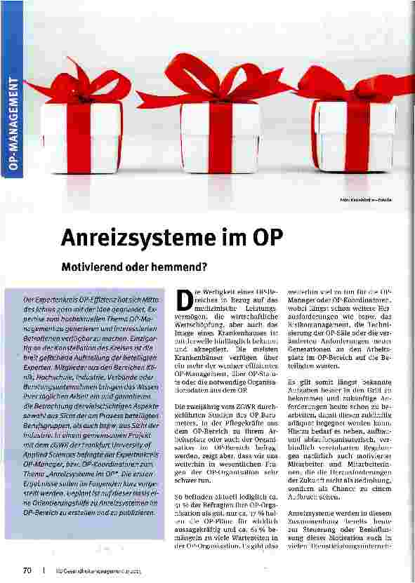 Vorschauseite 1: Anreizsysteme im OP Motivierend oder hemmend?