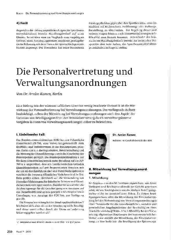 Vorschauseite 1: Die Personalvertretung und Verwaltungsanordnungen