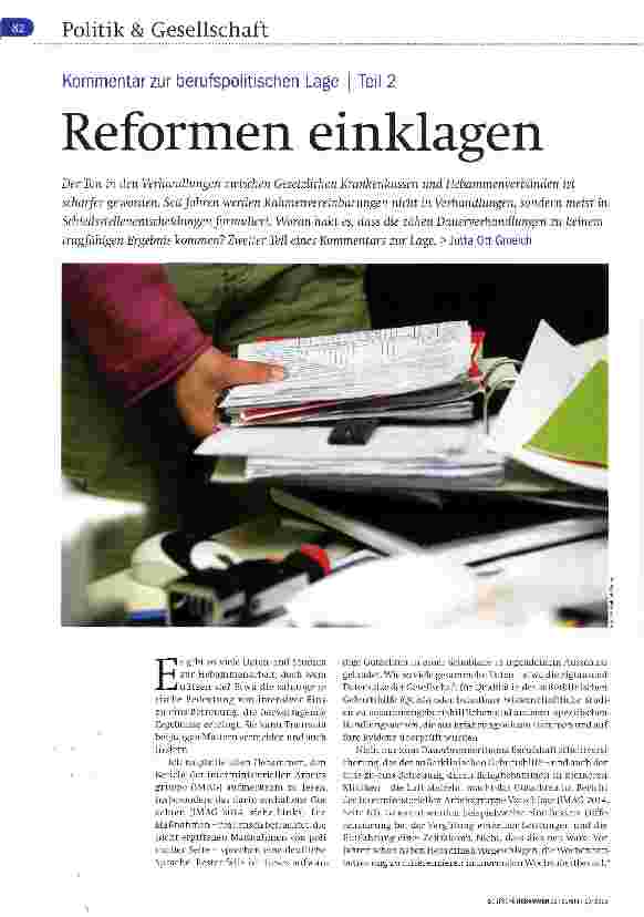 Vorschauseite 1: Kommentar zur berufspolitischen Lage | Teil 2 Reformen einklagen