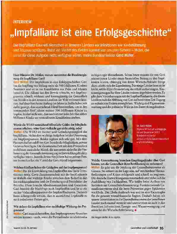 Vorschauseite 1: Impfallianz ist eine Erfolgsgeschichte