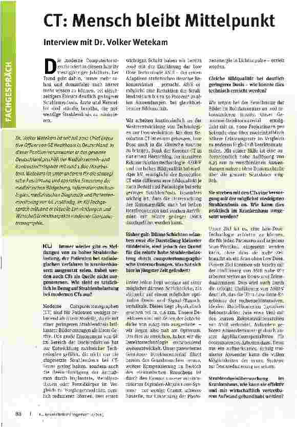 Vorschauseite 1: CT: Mensch bleibt Mittelpunkt