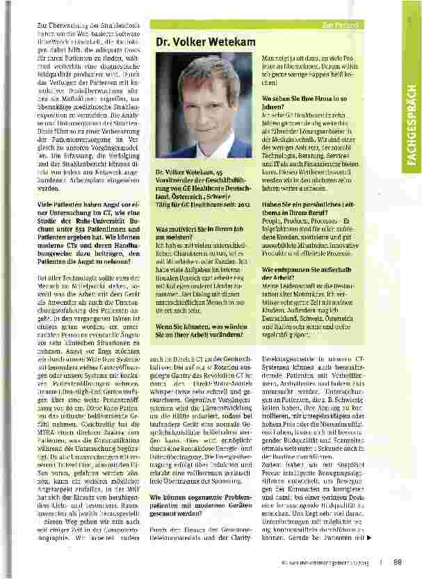 Vorschauseite 2: CT: Mensch bleibt Mittelpunkt