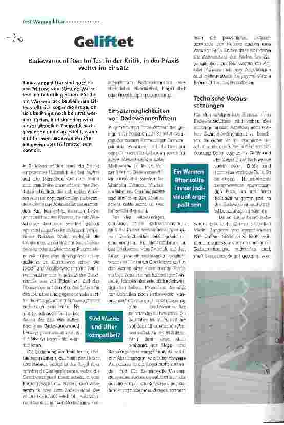 Vorschauseite 1: Geliftet Badewannenlifter: im Test in der Kritik, in der Praxis weiter im Einsatz