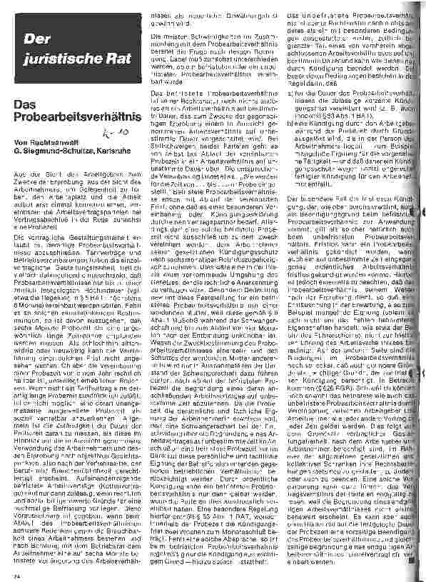 Vorschauseite 1: Das Probearbeitsverhältnis