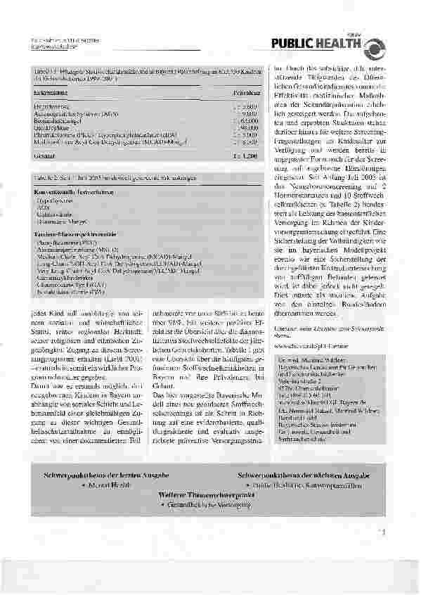 Vorschauseite 2: Neugeborenen-Stoffwechselscreening