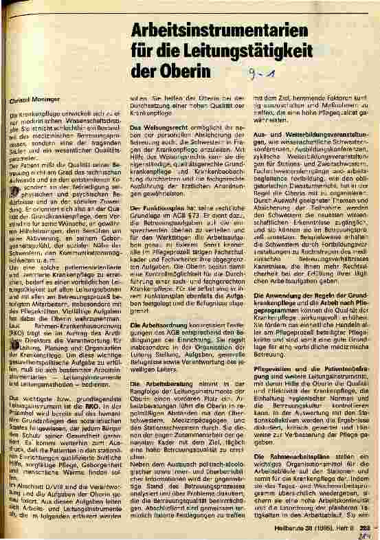 Vorschauseite 1: Arbeitsinstrumentarien für die Leitungstätigkeit der Oberin
