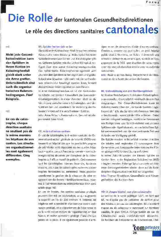 Vorschauseite 1: Die Rolle der kantonalen Gesundheitsdirektionen