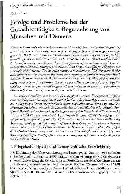 Vorschauseite 1: Erfolge und Probleme bei der Gutachtertätigkeit: Begutachtung von Menschen mit Demenz