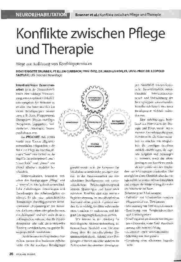 Vorschauseite 1: Konflikte zwischen Pflege und Therapie