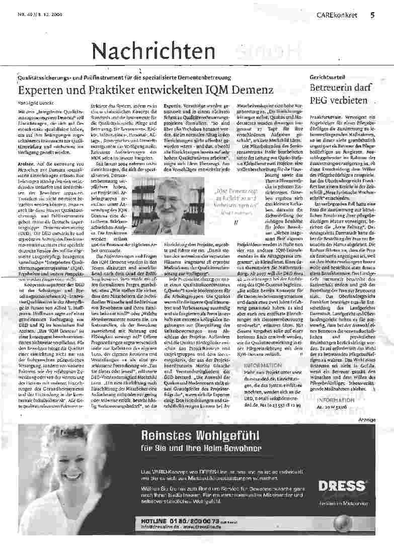 Vorschauseite 1: Experten und Praktiker entwickelten IQM Demenz