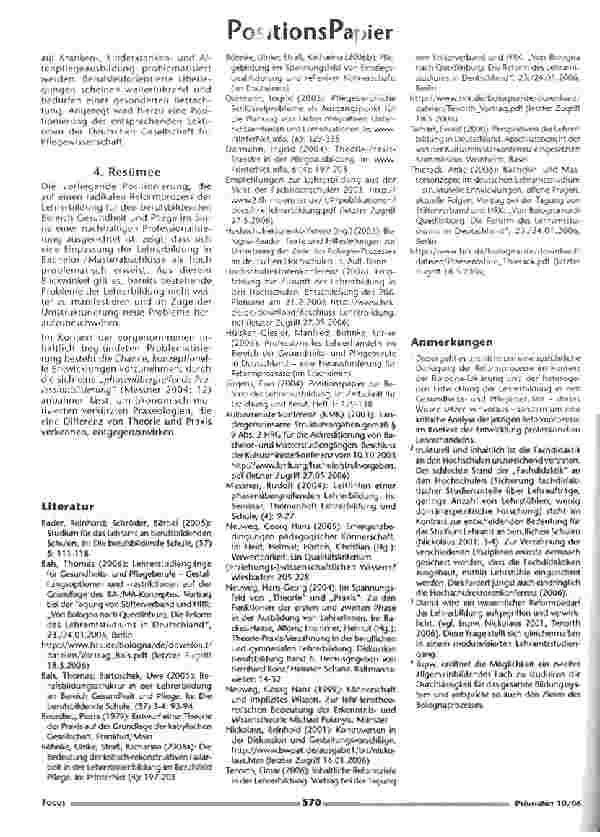 Vorschauseite 3: PositionsPapier - Positionspapier der Sektion Bildung der DG Pflegewissenschaft zu Fragen der Lehrerbildung