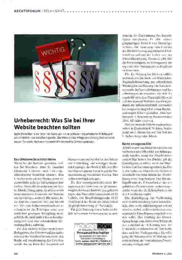 Vorschauseite 1: Urheberrecht: Was Sie bei Ihrer Website beachten sollten
