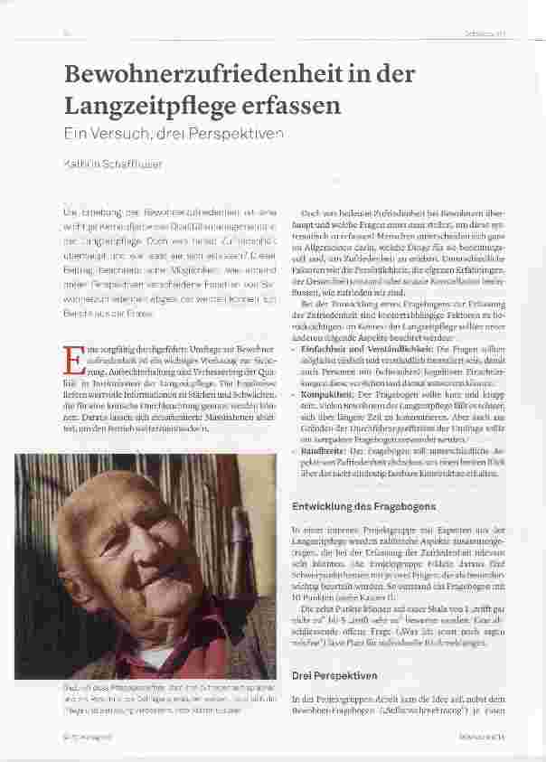 Vorschauseite 1: Bewohnerzufriedenheit in der Langzeitpflege erfassen