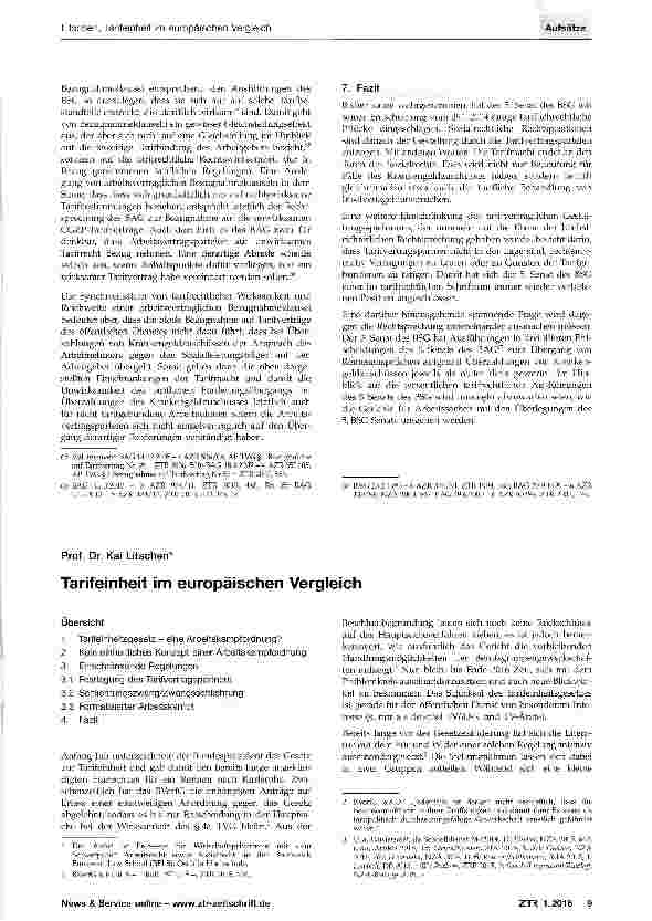 Vorschauseite 1: Tarifeinheit im europäischen Vergleich