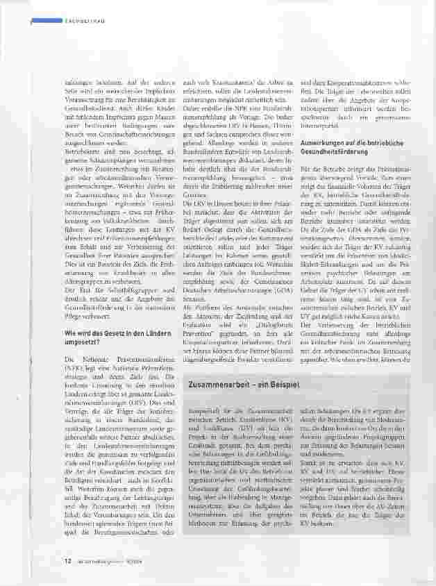 Vorschauseite 3: Folgen des Präventionsgesetzes für die Betriebe