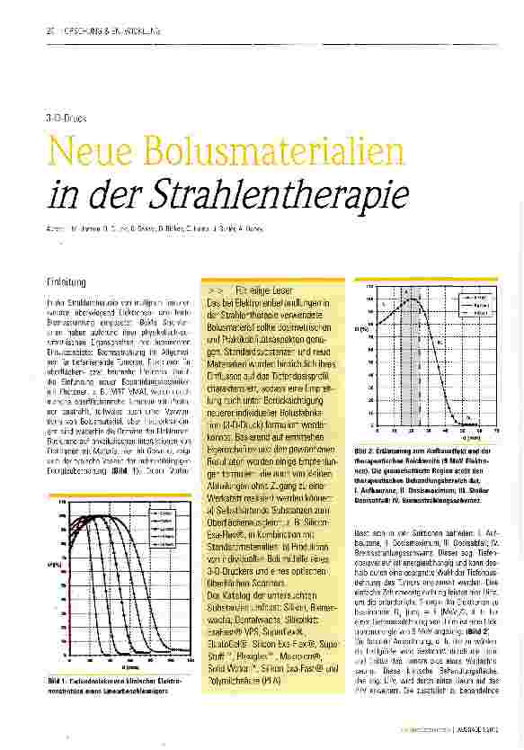 Vorschauseite 1: Neue Bolusmaterialien in der Strahlentherapie