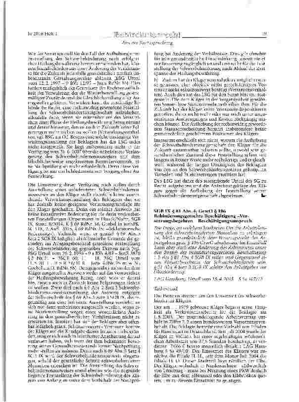 Vorschauseite 1: SGB IX § 81 Abs. 4; GewO § 106 Behinderungsgerechte Beschäftigung -Versetzungsbegehren - Beschäftigungsanspruch