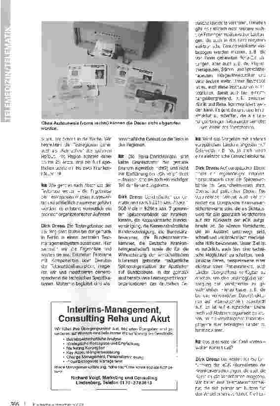 Vorschauseite 3: Test läuft. .. Die ersten Verträge mit den Testregionen für die elektronische Gesundheitskarte sind abgeschlossen