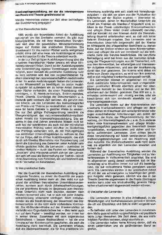 Vorschauseite 2: Zur gegenwärtigen Lage der Krankenpflegeausbildung