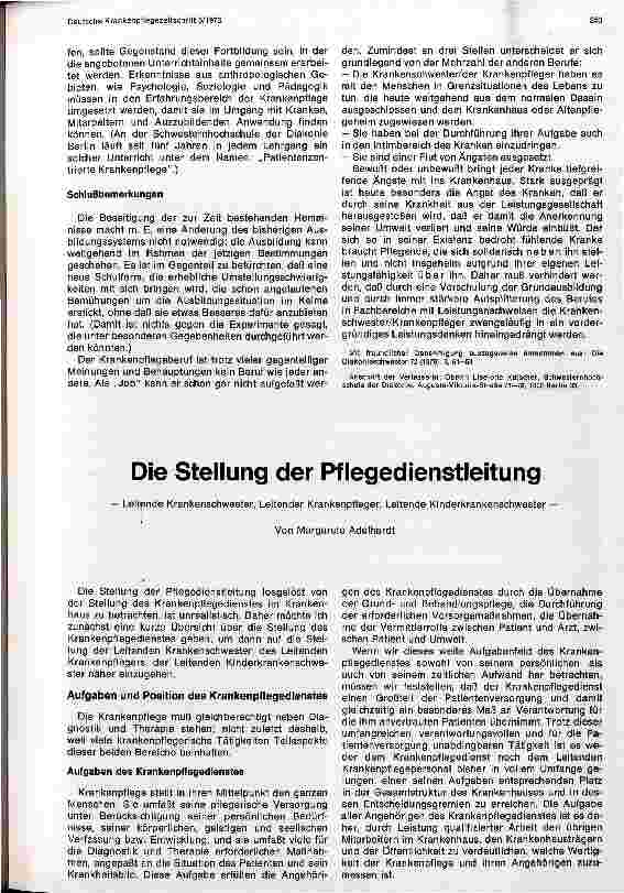 Vorschauseite 4: Zur gegenwärtigen Lage der Krankenpflegeausbildung
