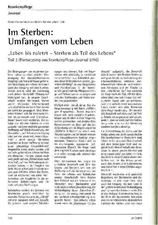 Vorschauseite 1: Im Sterben: Leben bis zuletzt - Sterben als Teil des Lebens