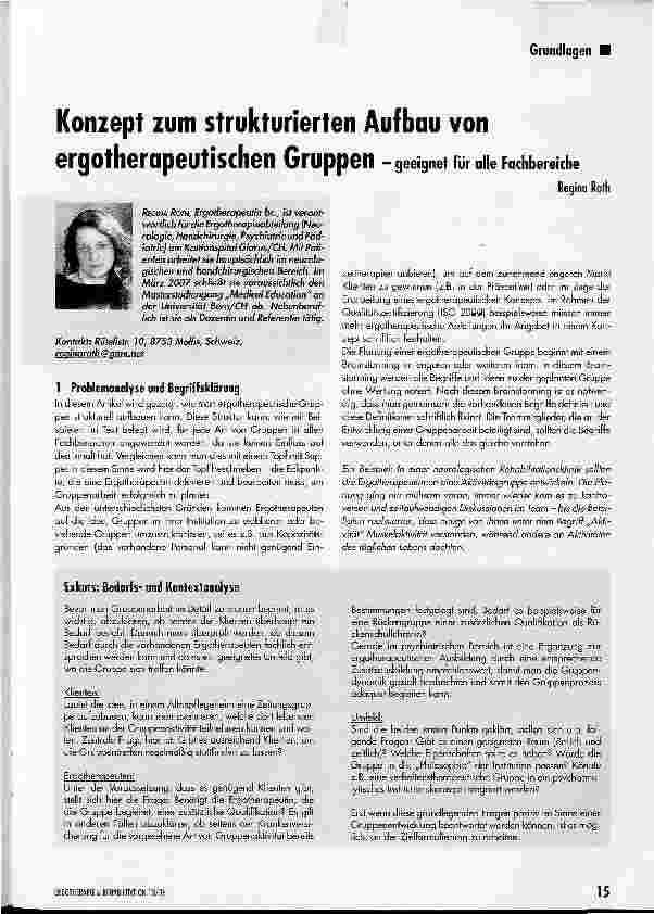 Vorschauseite 1: Konzept zum strukturierten Aufbau von ergotherapeutischen Gruppen - geeignet für alle Fachbereiche