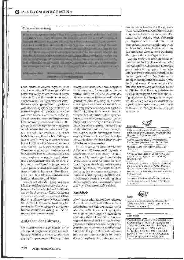 Vorschauseite 3: Wissensmanagement in der Pflege - Herausforderung für die Zukunft: Wissen schafft Werte