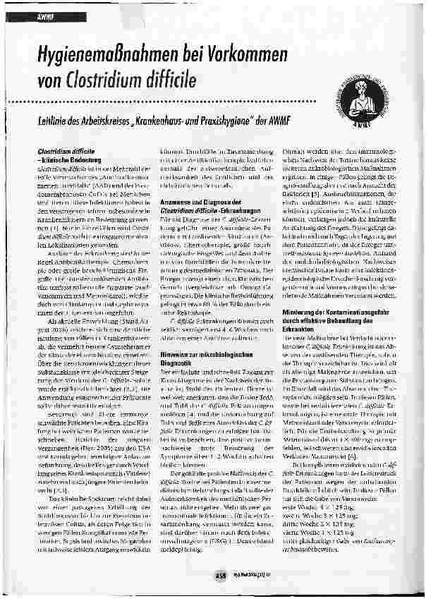 Vorschauseite 1: Hygienemaßnahmen bei Vorkommen von Clostridium difficile