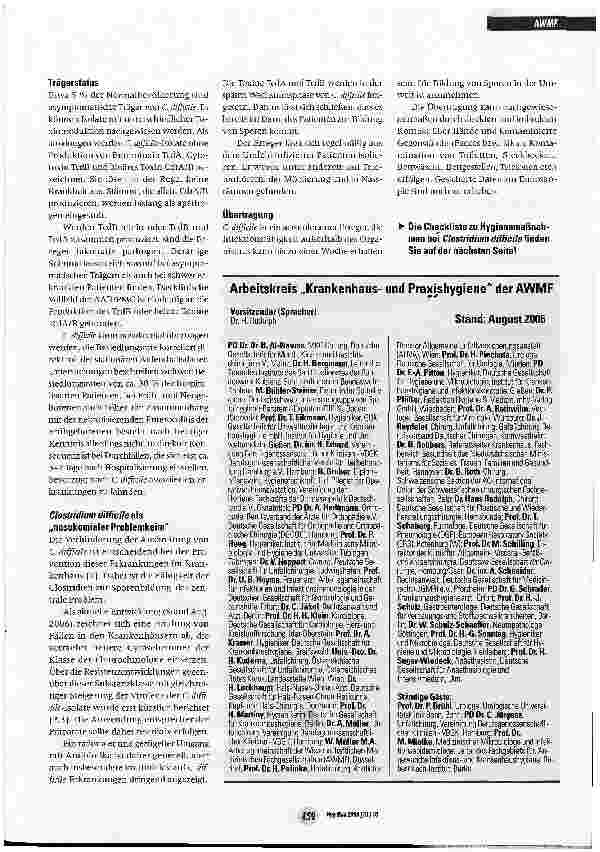 Vorschauseite 2: Hygienemaßnahmen bei Vorkommen von Clostridium difficile