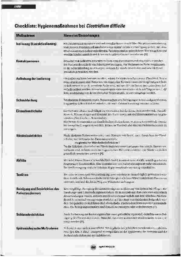 Vorschauseite 3: Hygienemaßnahmen bei Vorkommen von Clostridium difficile