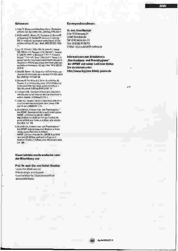 Vorschauseite 4: Hygienemaßnahmen bei Vorkommen von Clostridium difficile