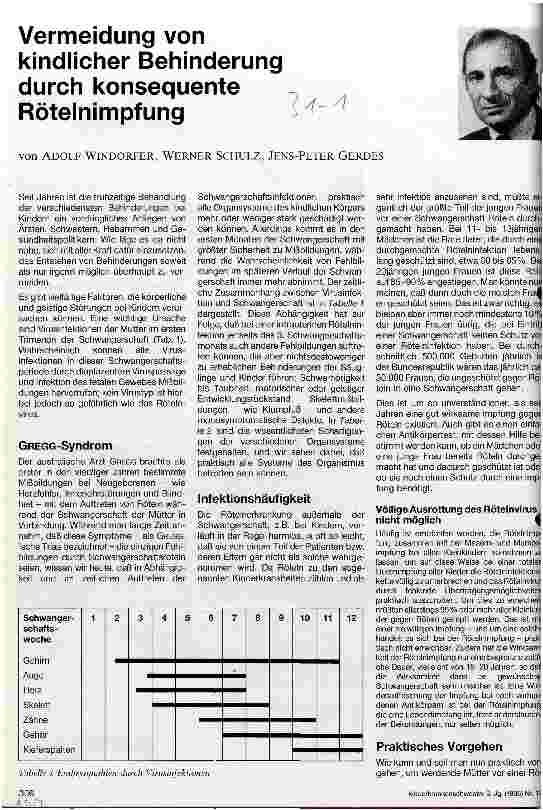 Vorschauseite 1: Vermeidung von kindlicher Behinderung durch konsequente Rötelimpfung