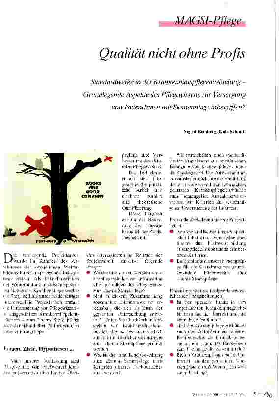 Vorschauseite 1: Qualität nicht ohne Profis Standardwerke in der Krankenhauspflegeausbildung - Grundlegende Aspekte des Pflegewissens zur Versorgung von PatientInnen mit Stomaanlage inbegriffen?