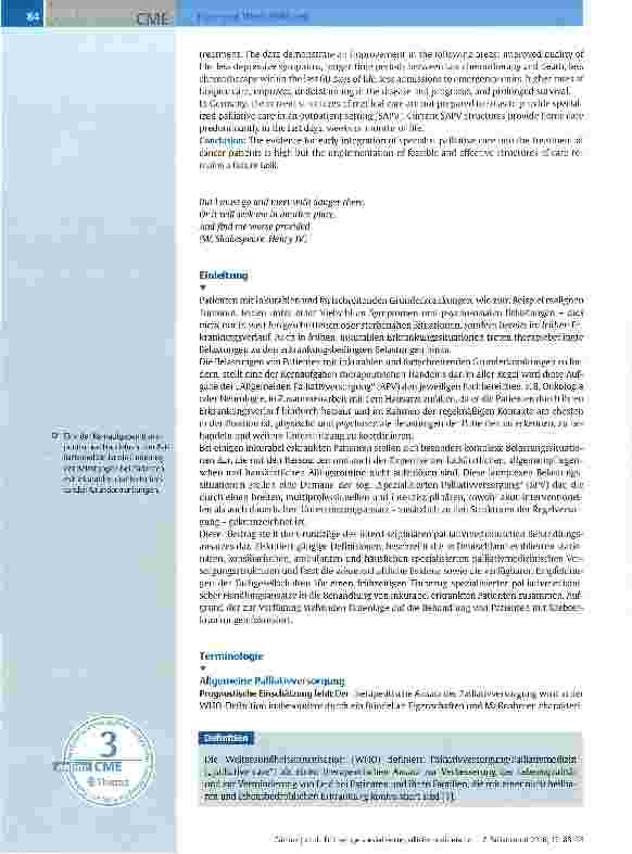 Vorschauseite 2: Frühzeitige spezialisierte palliativmedizinische Mitbehandlung