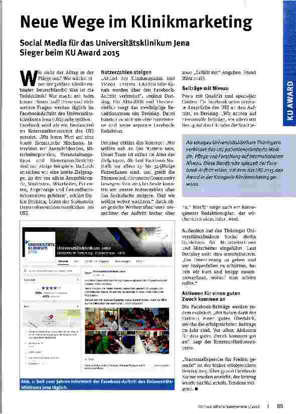 Vorschauseite 1: Neue Wege im Klinikmarketing