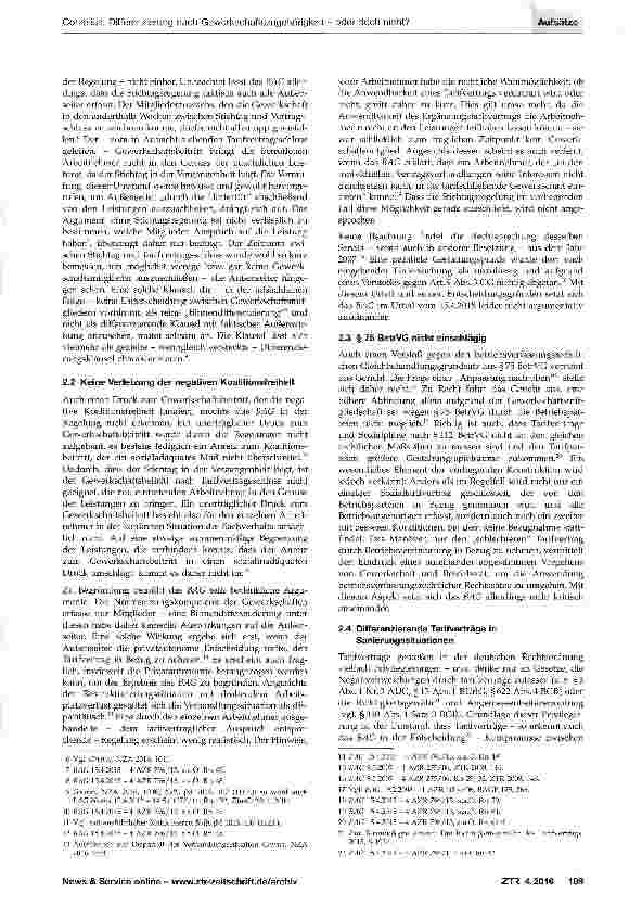 Vorschauseite 2: Differenzierung nach Gewerkschaftszugehörigkeit - oder doch nicht?