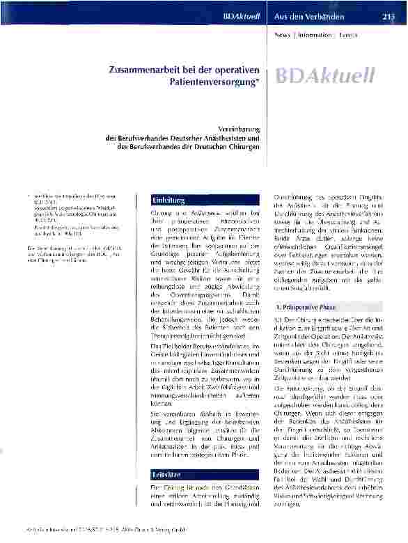 Vorschauseite 1: Zusammenarbeit bei der operativen Patientenversorgung