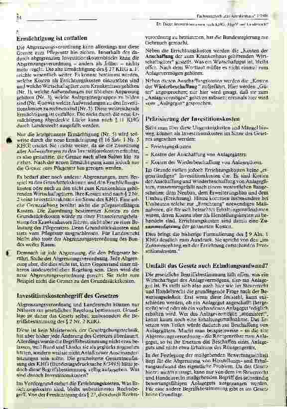 Vorschauseite 2: Investitionskosten nach KHG, AbgrV und Landesrecht