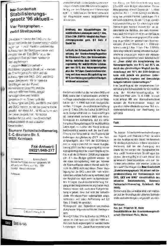 Vorschauseite 3: Stabilisierungsgesetz 1996 - lex imperfecta Die ersten Schiedsstellenentscheidungen nach neuem Recht