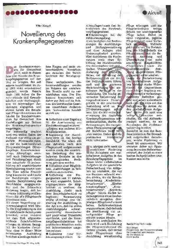 Vorschauseite 1: Novellierung des Krankenpflegegesetzes