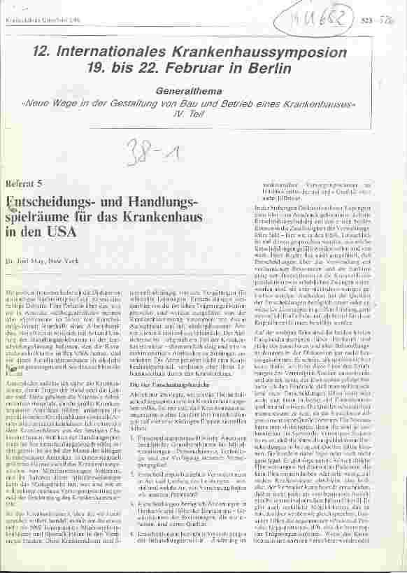 Vorschauseite 1: Entscheidungsund Handlungsspielräume für das Krankenhaus in den USA