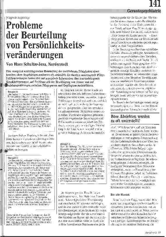 Vorschauseite 1: Plobleme der Beurteilung von Persönlichkeitsveränderung