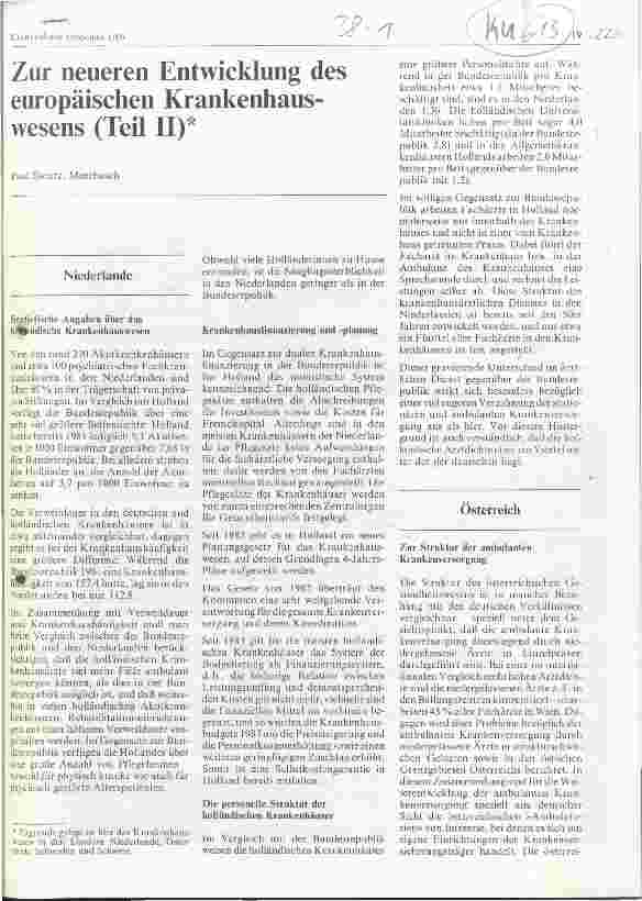 Vorschauseite 1: Zur neueren Entwicklung des europäischen Krankenhauswesens (Teil II)