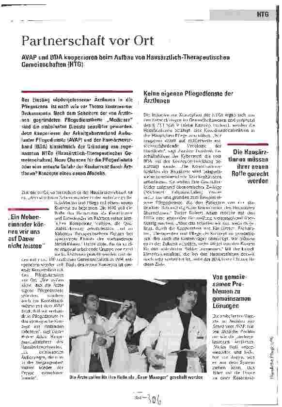 Vorschauseite 1: Partnerschaft vor Ort AVAP und BDA kooperieren beim Aufbau von Hausärztlich-Therapeutischen Gemeinschaften