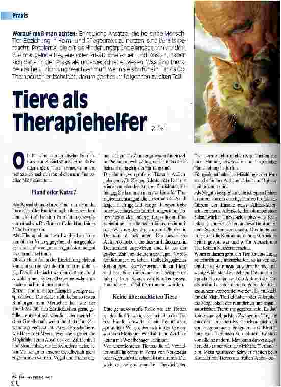 Vorschauseite 1: Tiere als Therapiehelfer