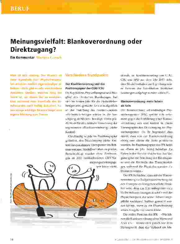 Vorschauseite 1: Meinungsvielfalt: Blankoverordnung oder Direktzugang?