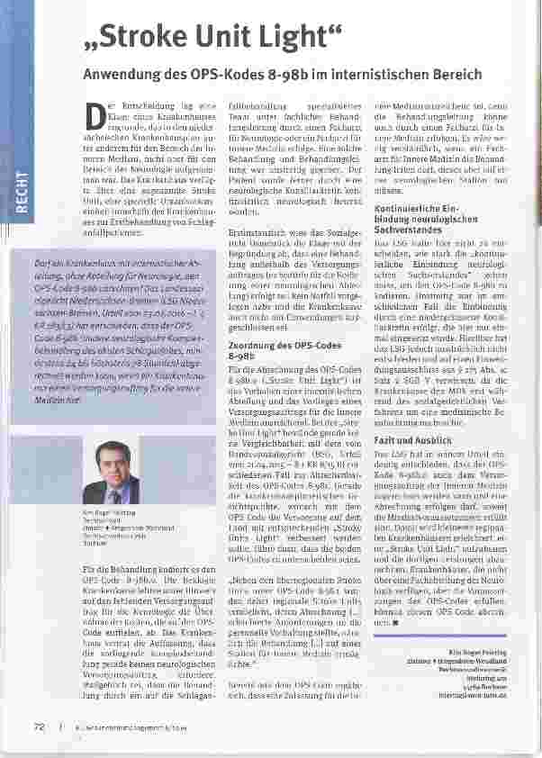 Vorschauseite 1: Anwendung des OPS-Kodes 8~98b im internistischen Bereich