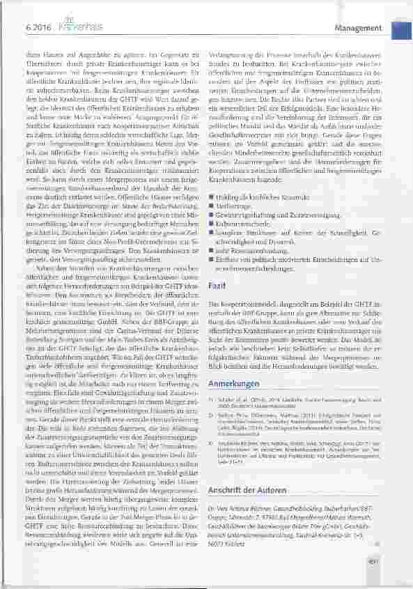 Vorschauseite 3: Gesundheitsholding Tauberfranken Kooperationsmodell öffentlich-konfessionell