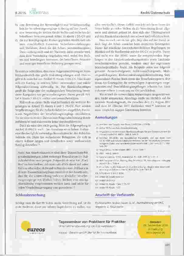 Vorschauseite 4: EU-Datenschutz-Grundverordnung - Auswirkungen auf Krankenhäuser